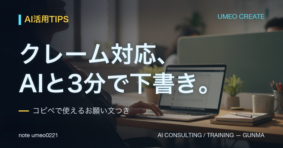 【コピペOK】クレーム対応メール、AIと3分で下書き