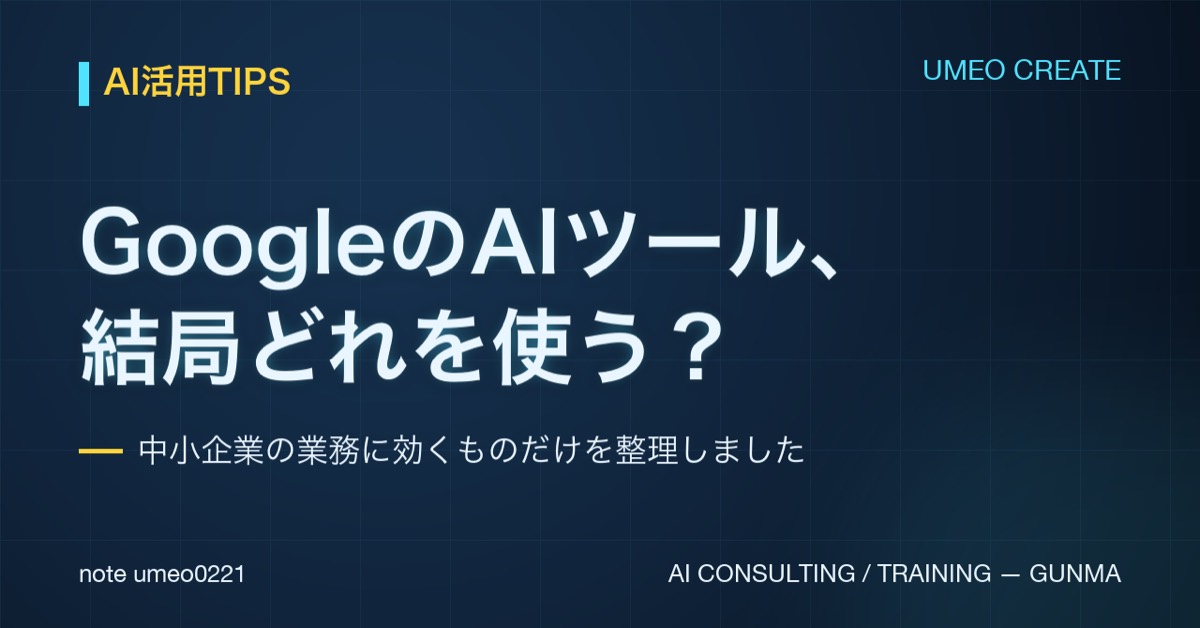 中小企業で使えるGoogleのAIツール完全マップ