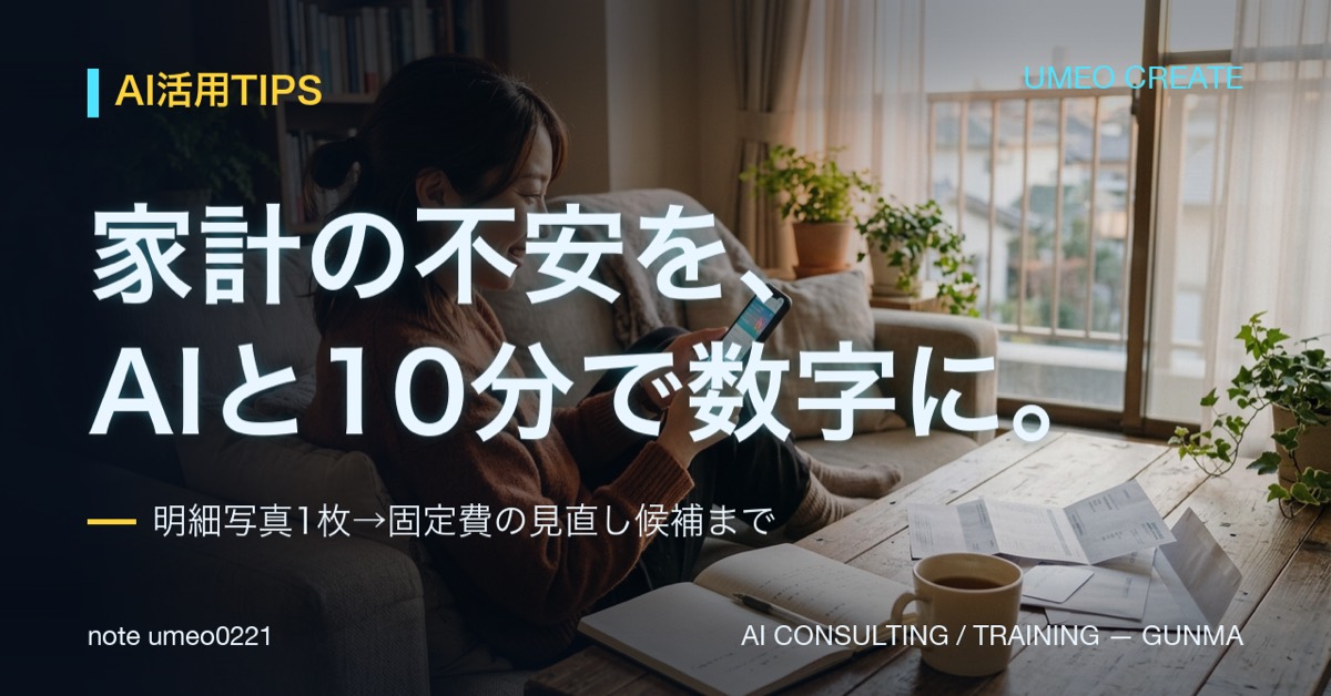家計の不安をAIで数字に！10分固定費見直し術