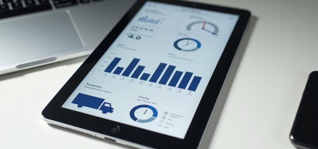 業務ダッシュボードを表示したタブレット