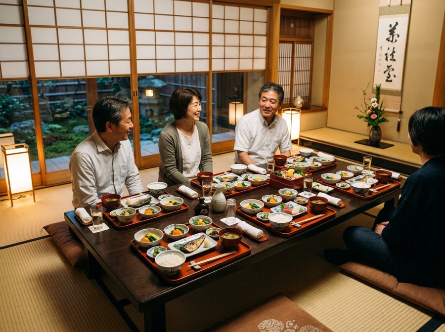 宴会の支度をした座敷